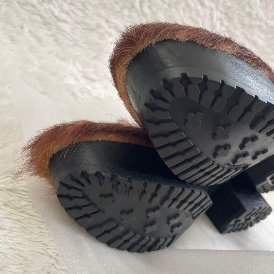 TOGA PULLA ヘアカーフサンダル　チャンキーヒール　ブラウン　38