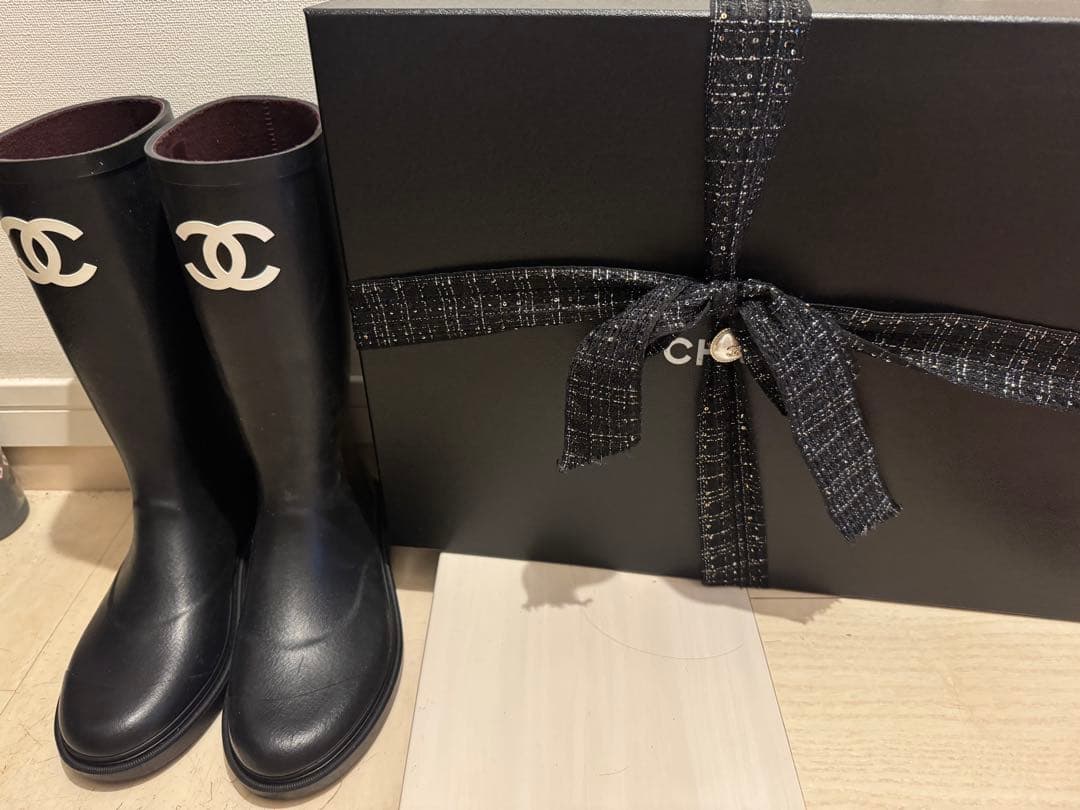 CHANEL ラバーロング　レインブーツ　37