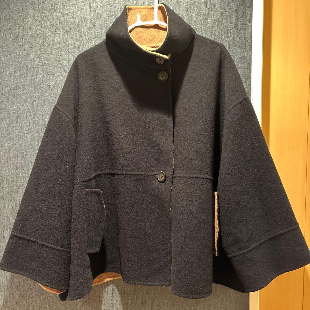 SHIPS any: リバー スタンドカラー ポンチョ ショート コート