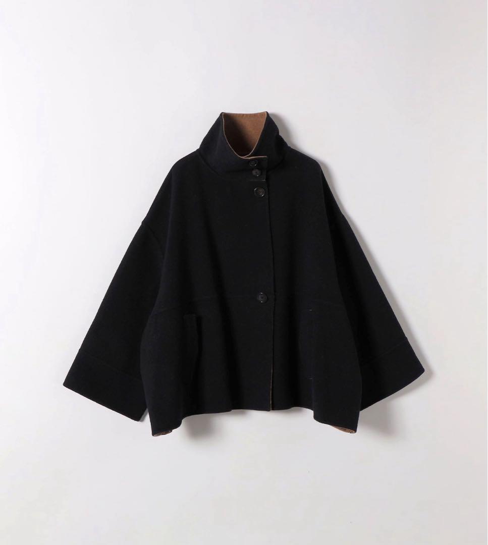 SHIPS any: リバー スタンドカラー ポンチョ ショート コート