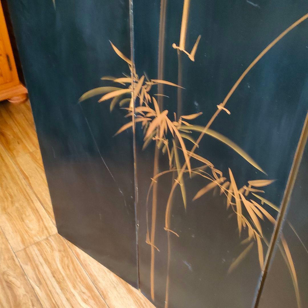 荘厳 屏風 4連 パーテーション 表裏別デザイン 仕切り 四つ折り和風アジアン