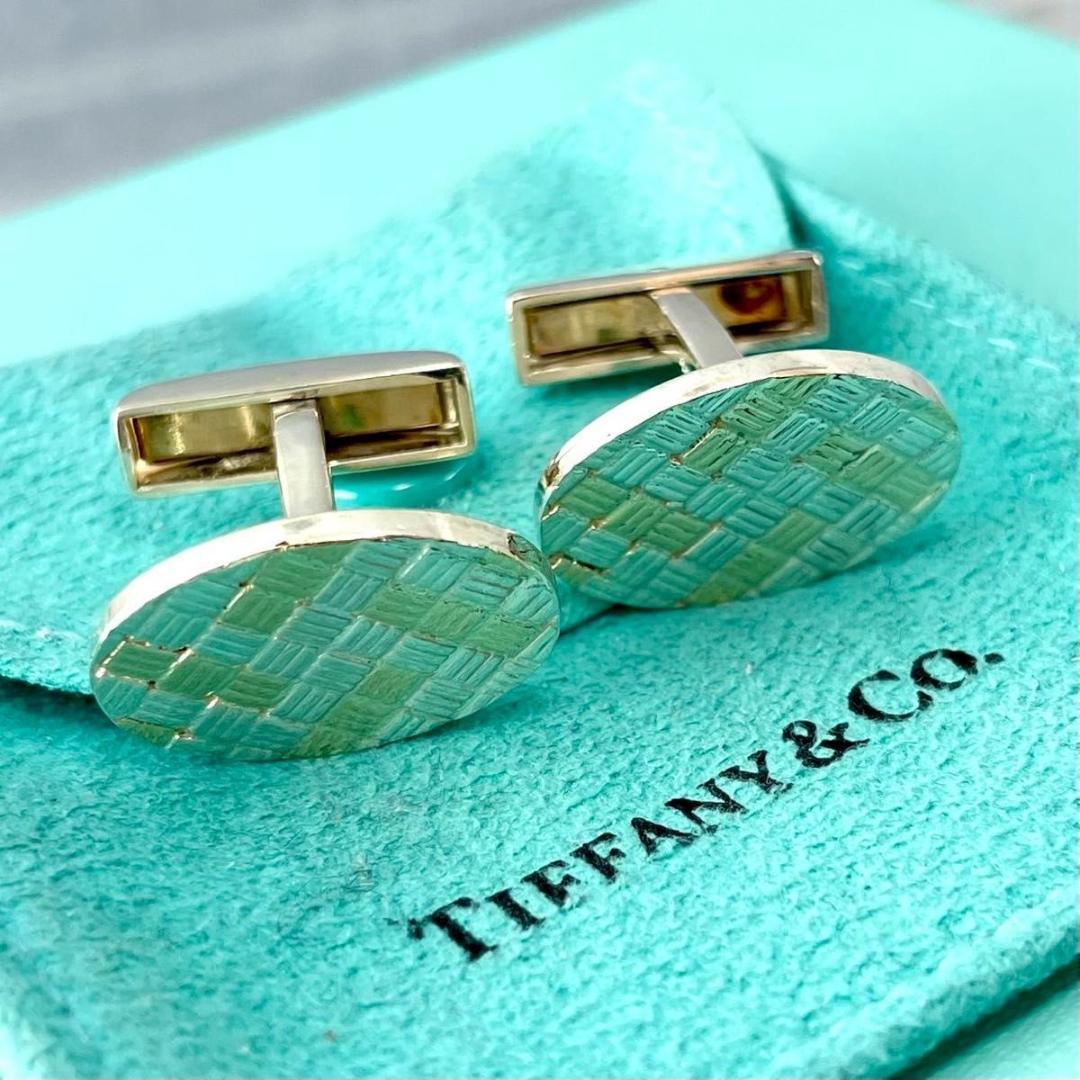 ティファニー チェック コンビ オーバル カフス 585 925 NJ2fe