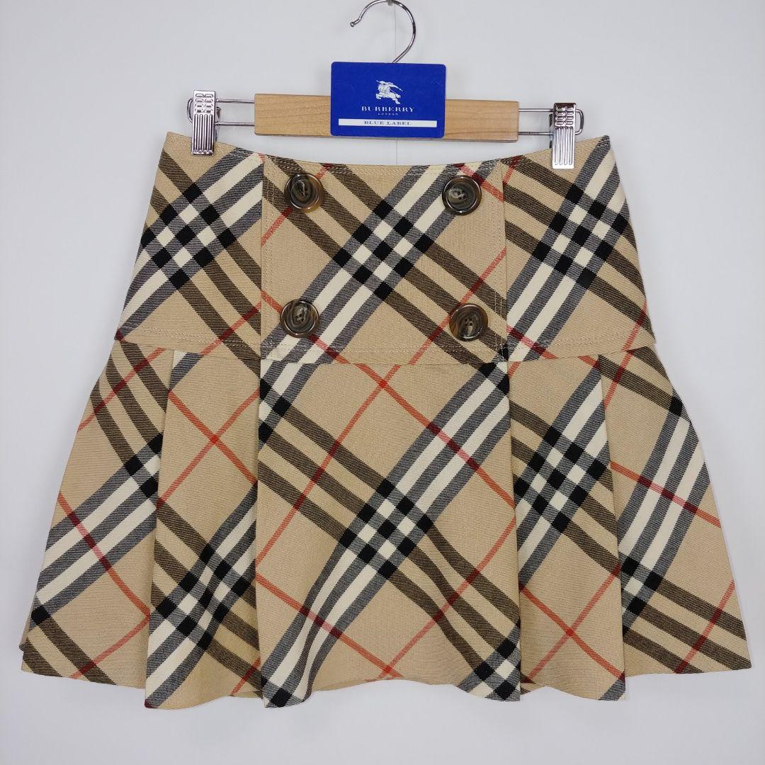 バーバリーブルーレーベル ボックスプリーツミニスカート
