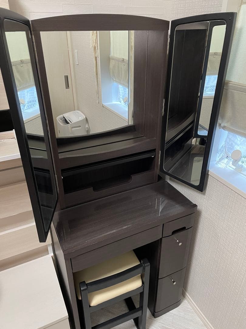 【引き取り限定】ドレッサー 3面鏡 椅子付き ニトリ