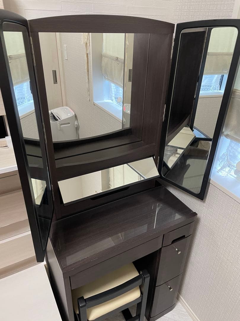 【引き取り限定】ドレッサー 3面鏡 椅子付き ニトリ