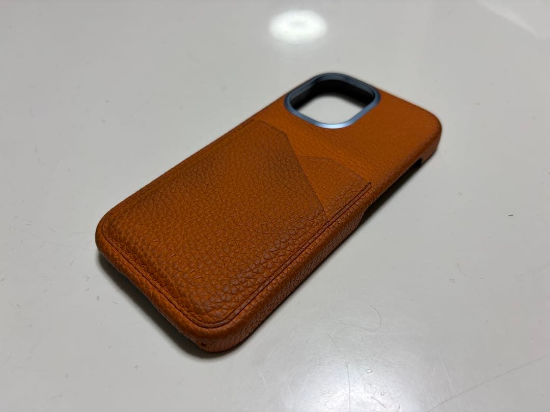 ボナベンチュラiPhone17バックカバーケース　オレンジ　シュリンクレザー