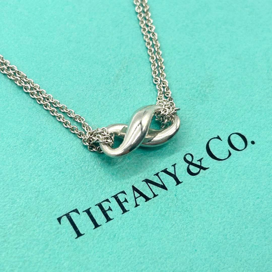 美品　ティファニー　インフィニティ　ネックレス　　ダブルチェーン　シルバー