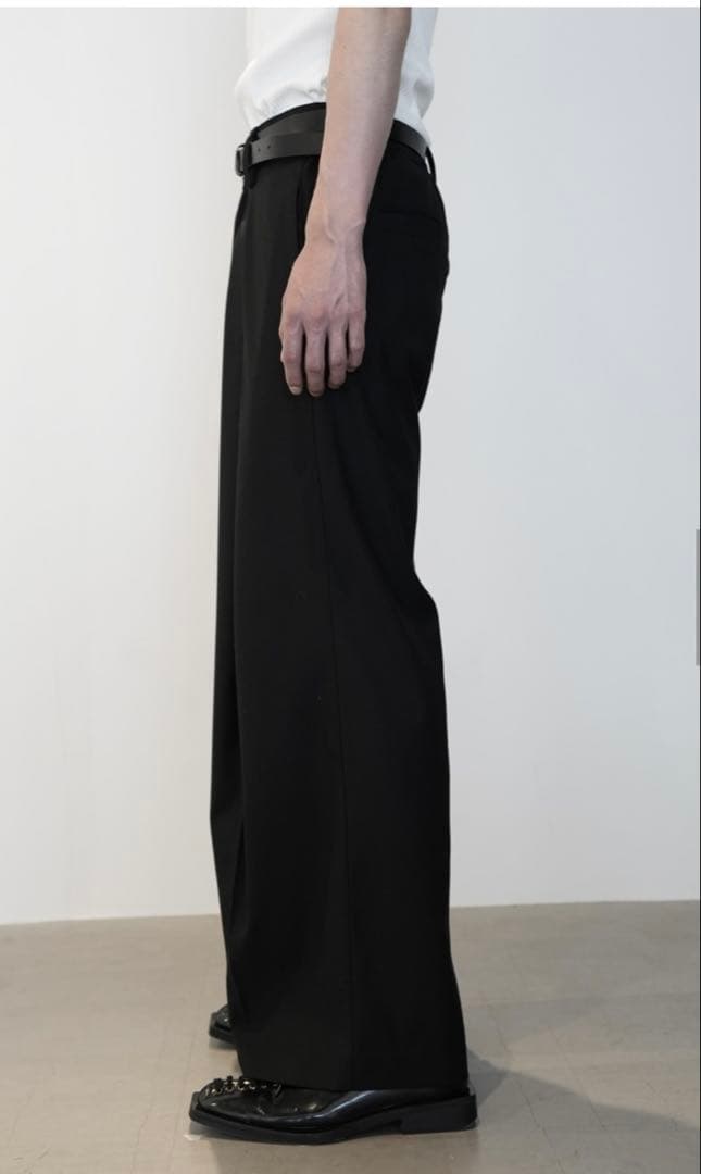 【CS】Cross tuck drape slacks (black)