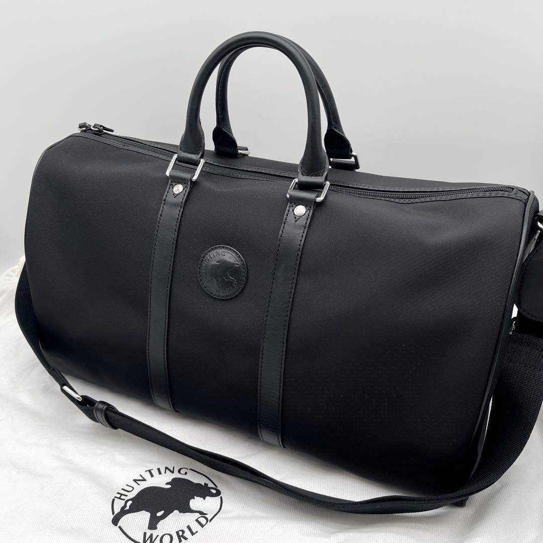 美品 ハンティングワールド メルセデスベンツ ボストンバッグ 2way 黒 A4