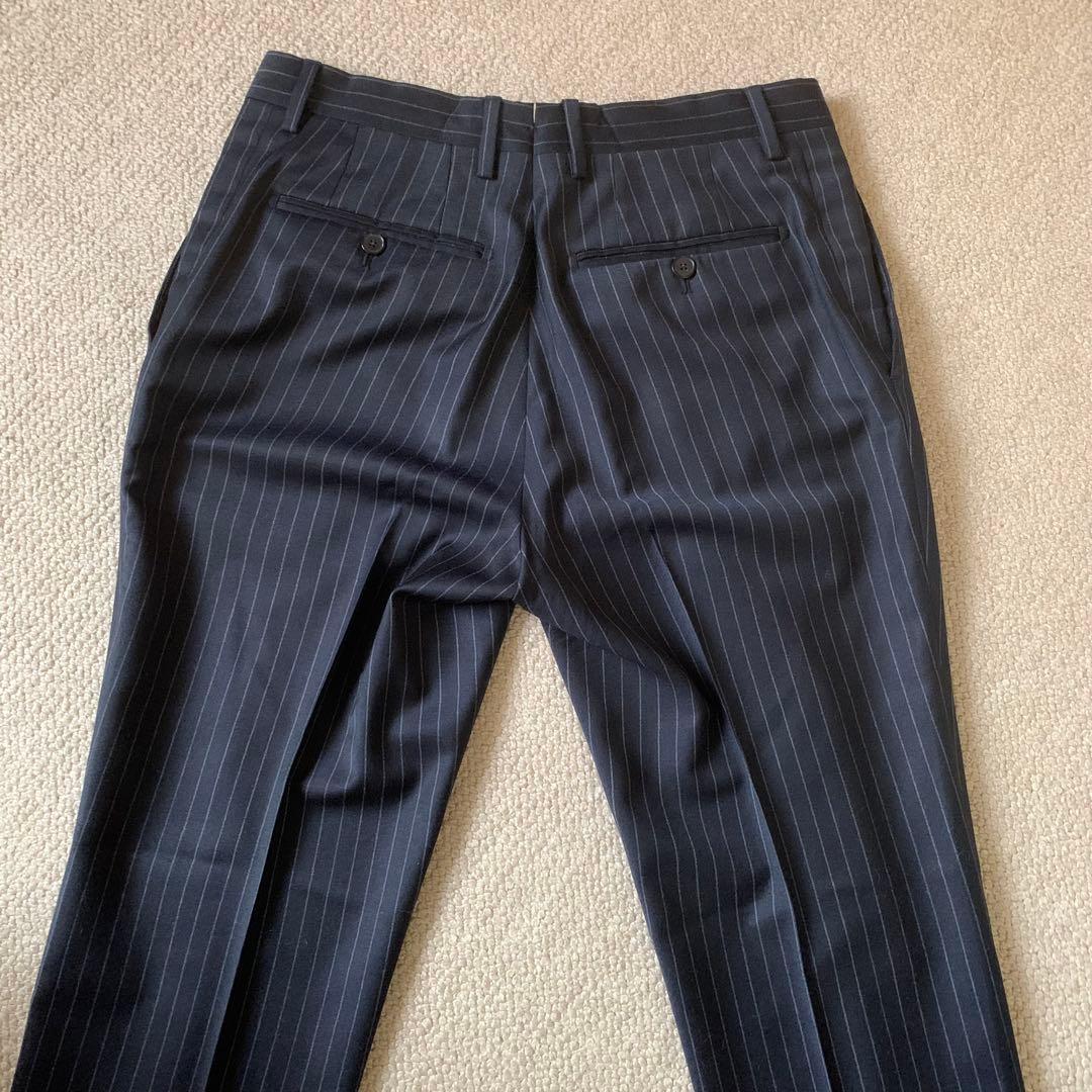 LARDINI シングルスーツ 866AQ ストライプ ウール ネイビー 46