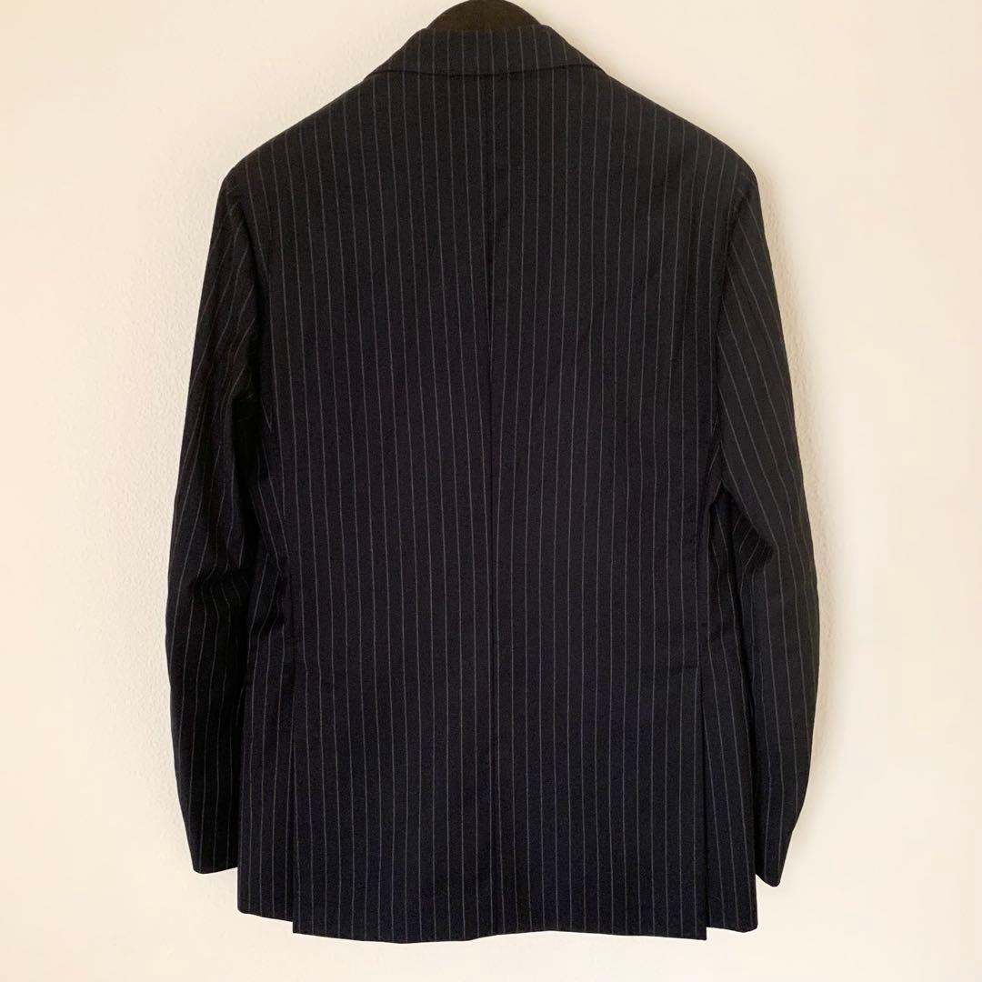 LARDINI シングルスーツ 866AQ ストライプ ウール ネイビー 46