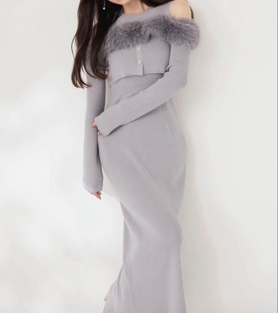 dazzlin オフショルファードッキングニットワンピース