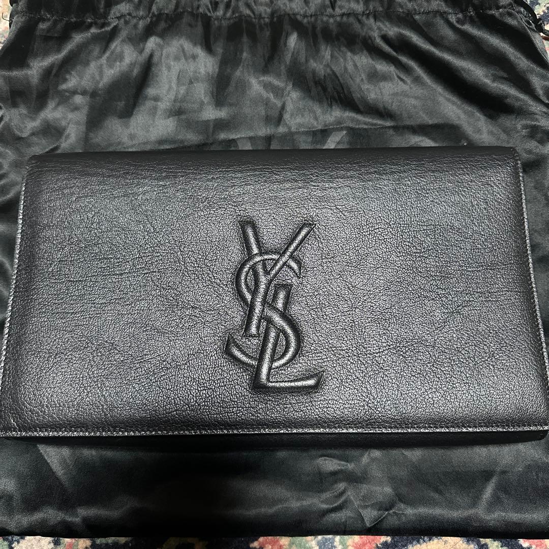 サンローラン　YSL 黒 レザークラッチバッグ