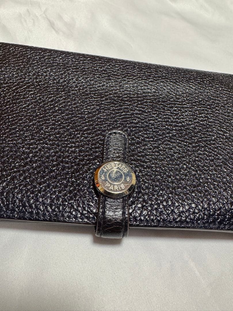 エルメス Hermes ドゴンデュオ GM 財布　ネイビー×オレンジ