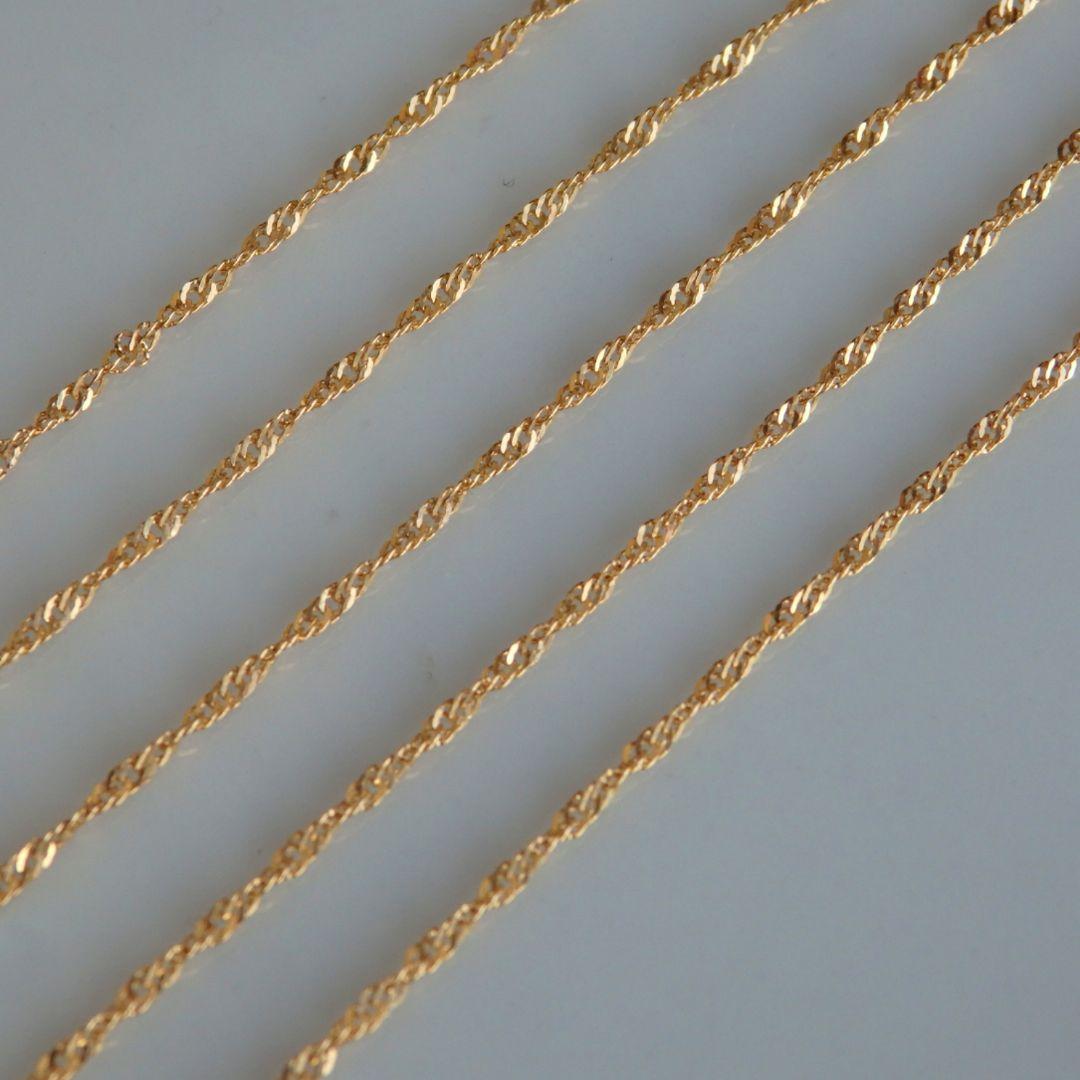 ゆゆ　k18アンクレット　スクリューチェーン　1.3㎜幅　つけっぱなし