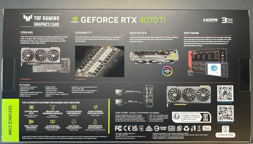 グラフィックボード・グラボ・ビデオカード ASUS RTX 4070 TI 12G GAMING TUF