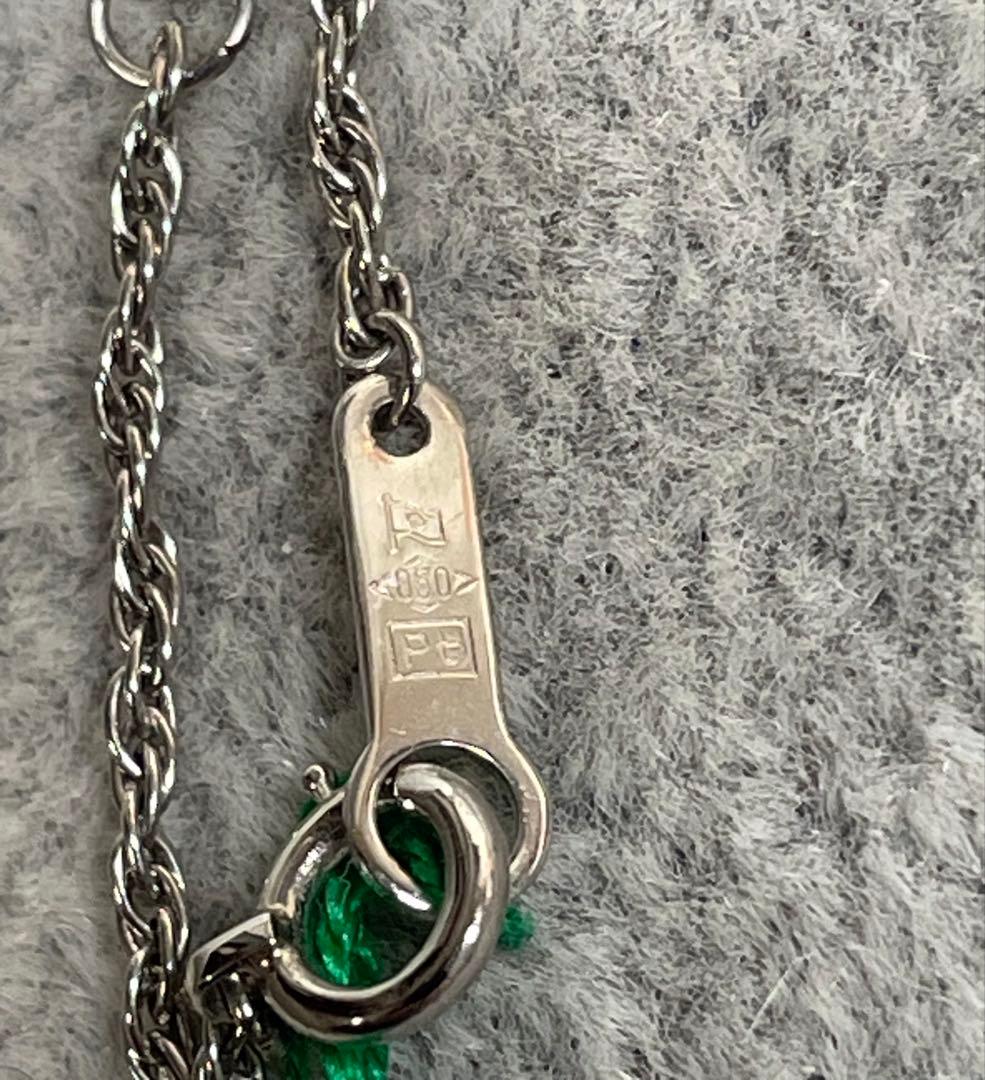 ◇Pt850◇翡翠？のプラチナネックレス◇一体型◇約5.25g◇刻印あり◇