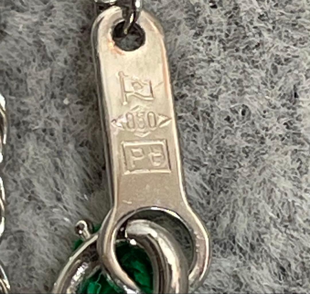 ◇Pt850◇翡翠？のプラチナネックレス◇一体型◇約5.25g◇刻印あり◇