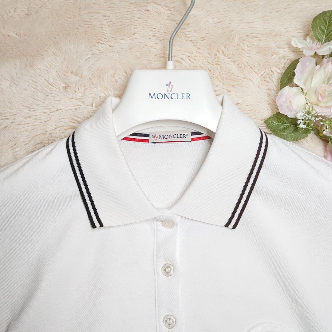美品✨MONCLER ポロシャツ ホワイト ビッグロゴ ワッペン M