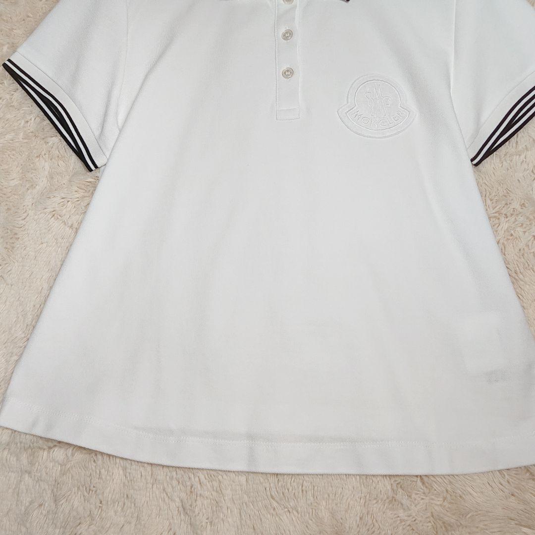 美品✨MONCLER ポロシャツ ホワイト ビッグロゴ ワッペン M