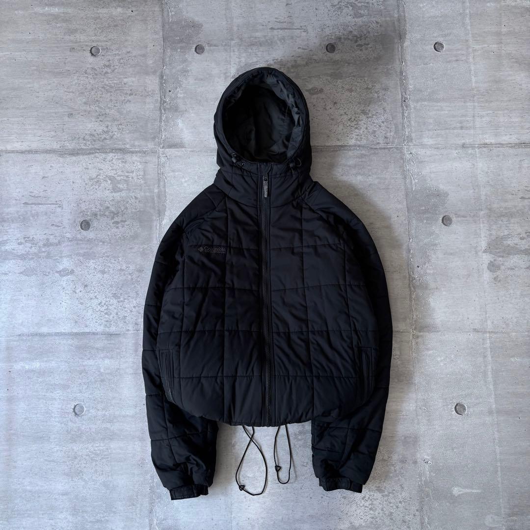 00s Columbia フーデッド パフジャケット ドローコード y2k 黒