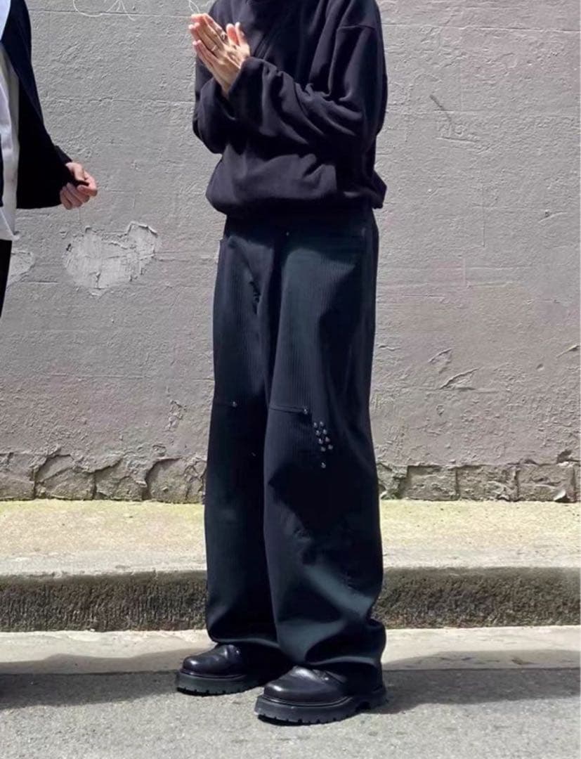 Kiko kostadinov ビジュー付き黒ワイドパンツ トラウザー 44