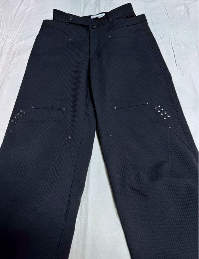 Kiko kostadinov ビジュー付き黒ワイドパンツ トラウザー 44