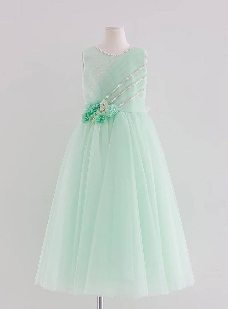 DRESCCO ミント ロング　ドレス パール　フラワー　ドレスコ