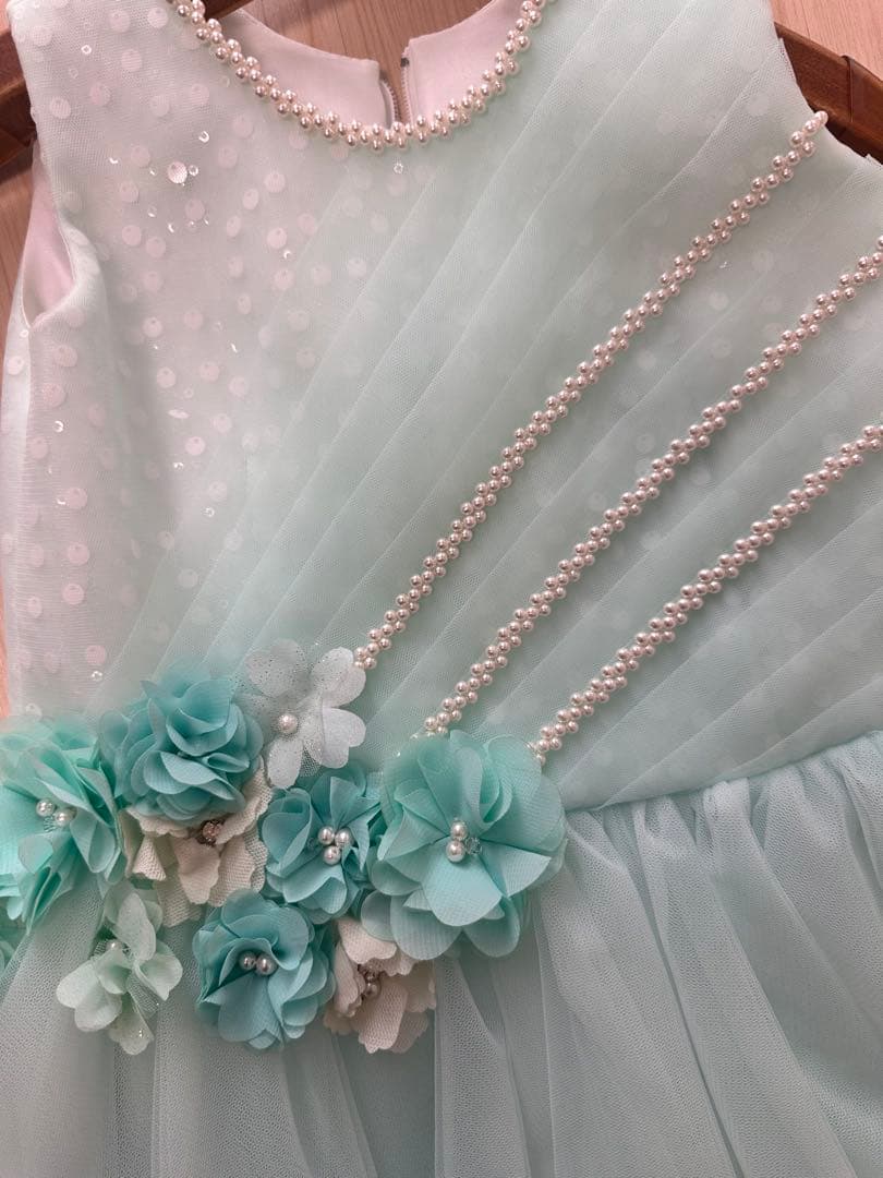 DRESCCO ミント ロング　ドレス パール　フラワー　ドレスコ