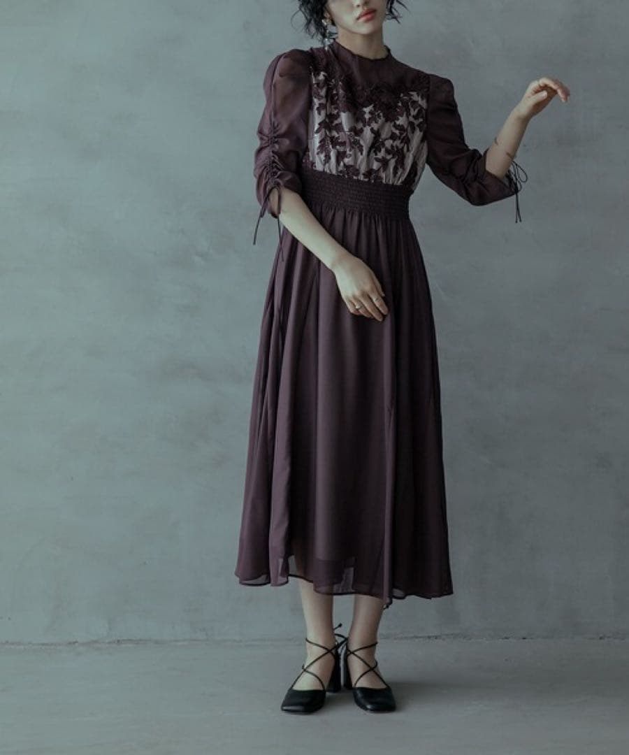 キ★新品★ドリードール　フラワーレース×オーガンジーパーティードレス