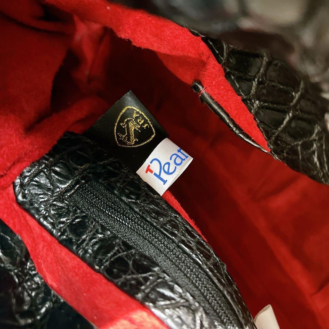 ★JRA認定 リアルクロコダイル マットクロコ ハンドバッグ センター取り 鰐革