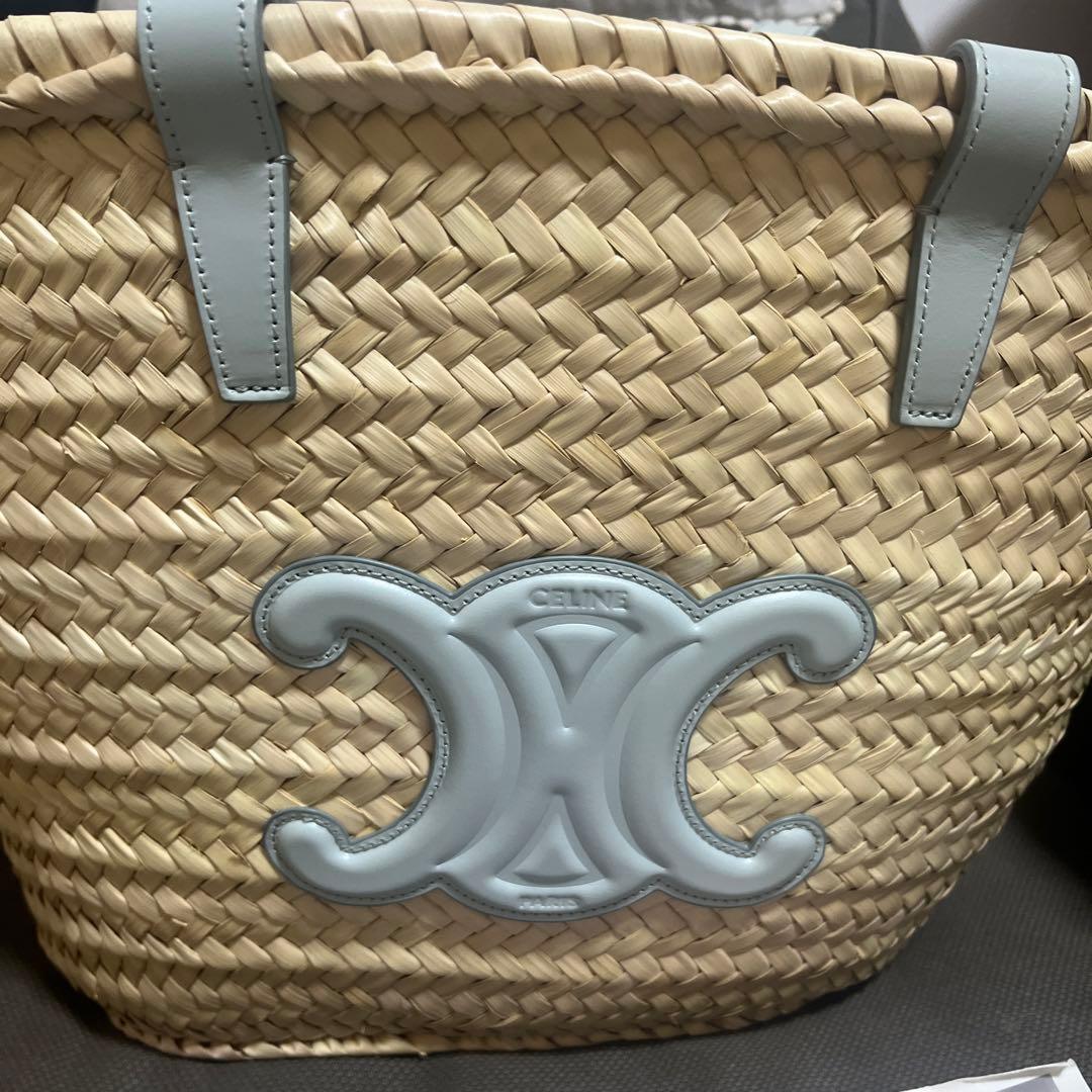 値下げ　リバティ巾着付き❣️セリーヌカゴバック　ライトブルー