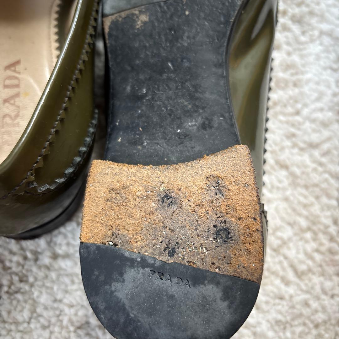 PRADA オリーブグリーン ローファー　361/2