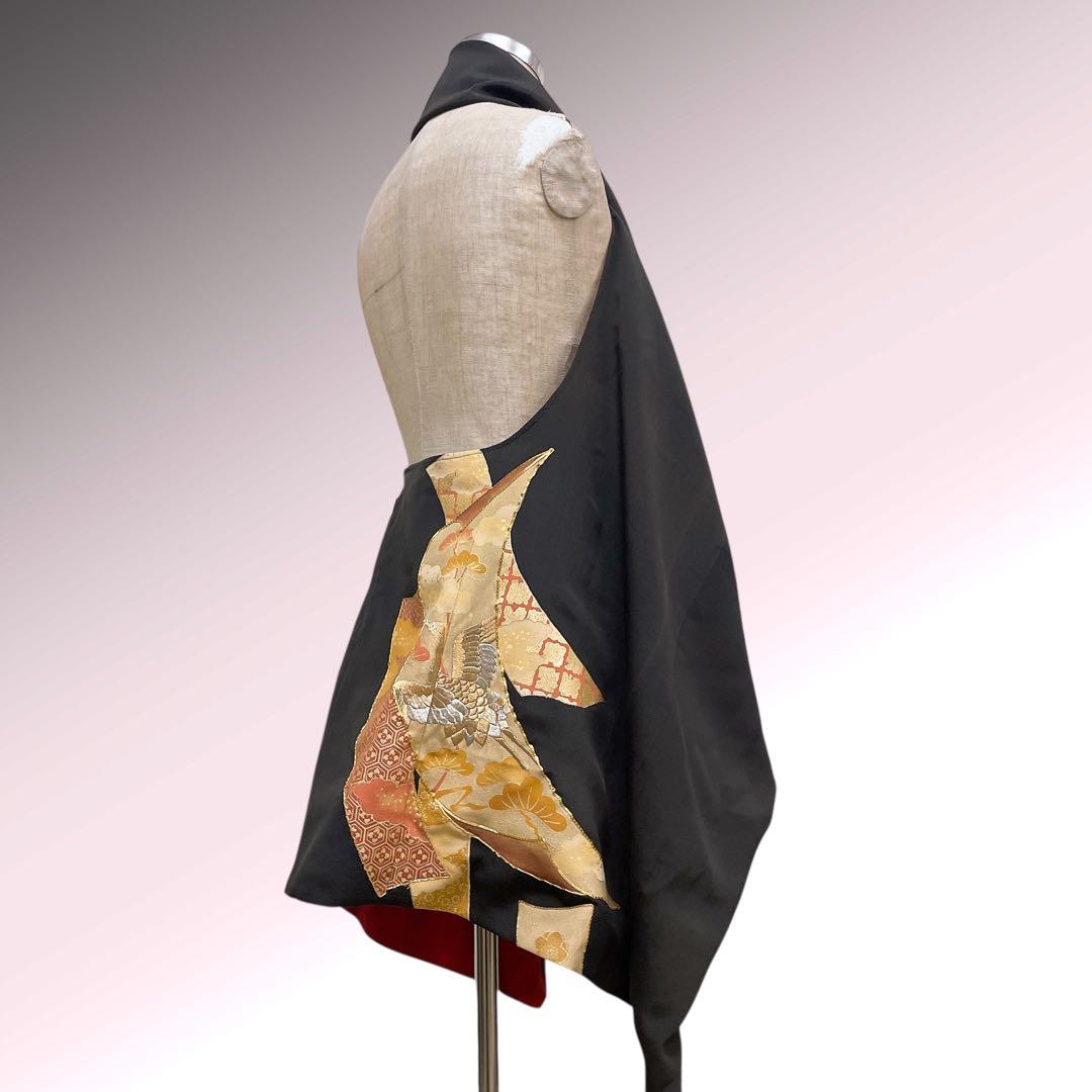 アンティーク 留袖スクエアジレ 着物リメイク リバーシブル J80108