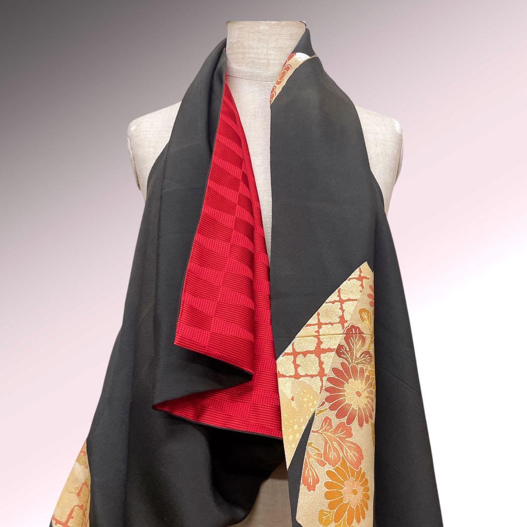 アンティーク 留袖スクエアジレ 着物リメイク リバーシブル J80108