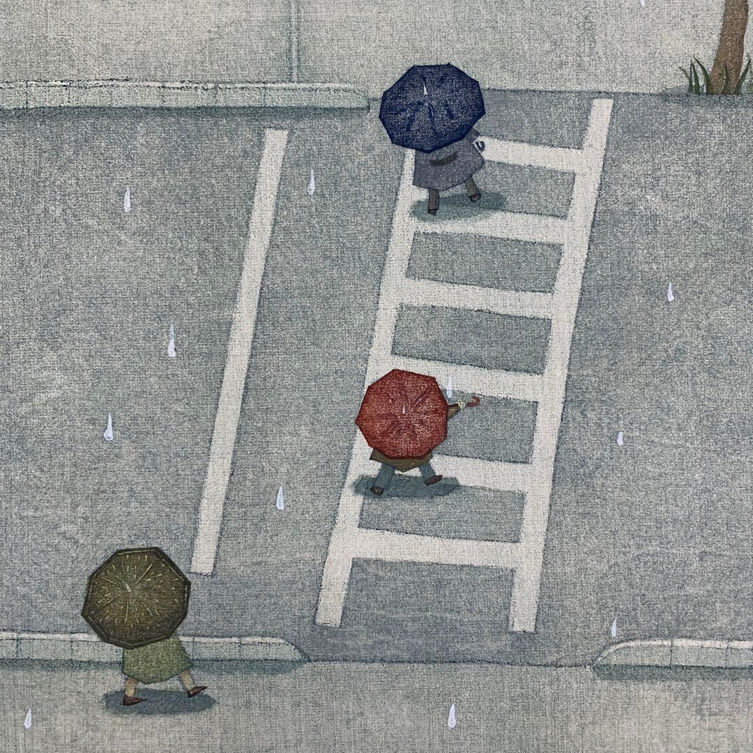 鈴木敦子「雨の朝」2006年　限定25 木版画