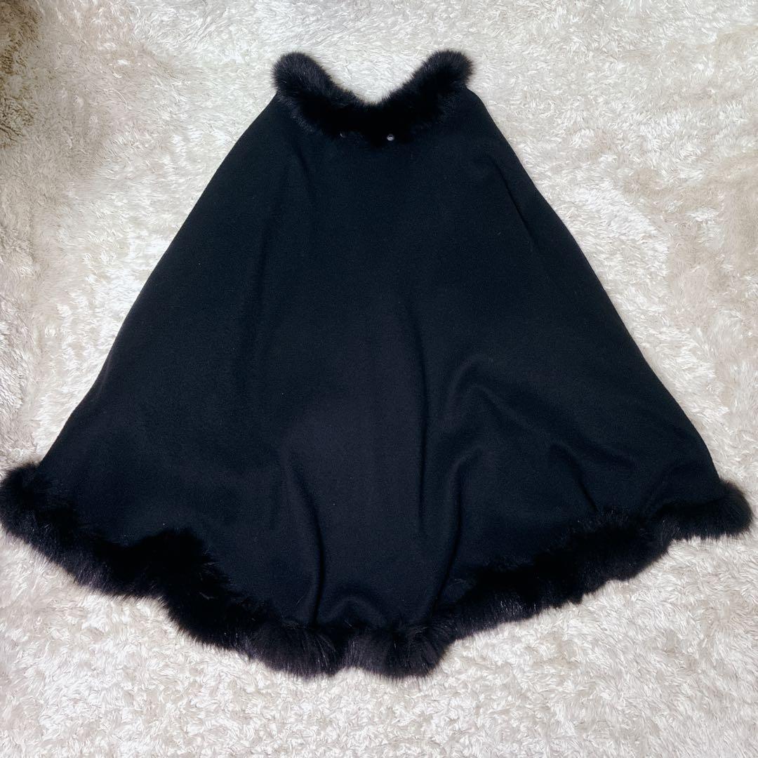 ジャケット・アウター Cashmere Brend Blue Fox fur Poncho Cape