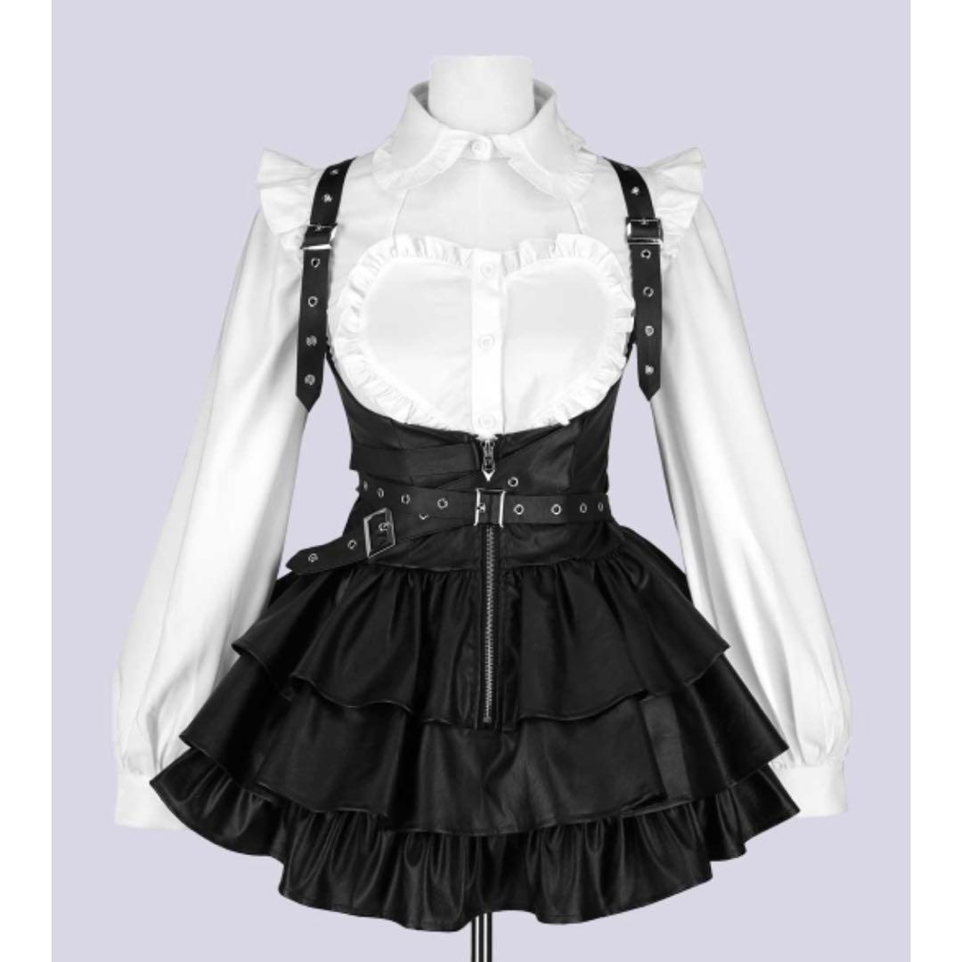 スカート IMVAL / Frill Leather Dress [BLK]