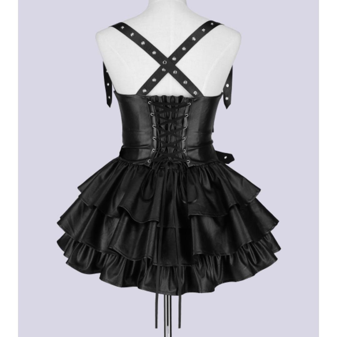 スカート IMVAL / Frill Leather Dress [BLK]