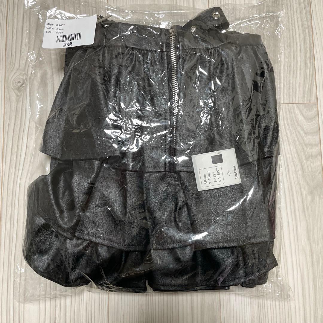 スカート IMVAL / Frill Leather Dress [BLK]