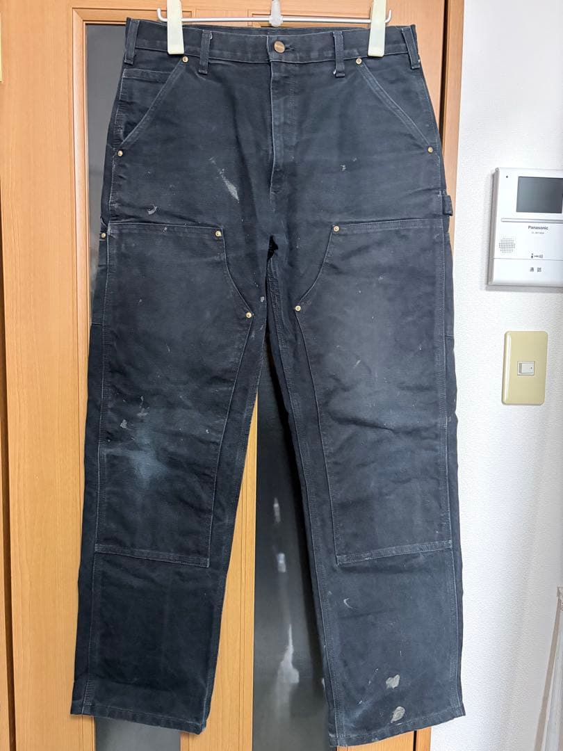 00s~ carhartt double knee フェード ブラック