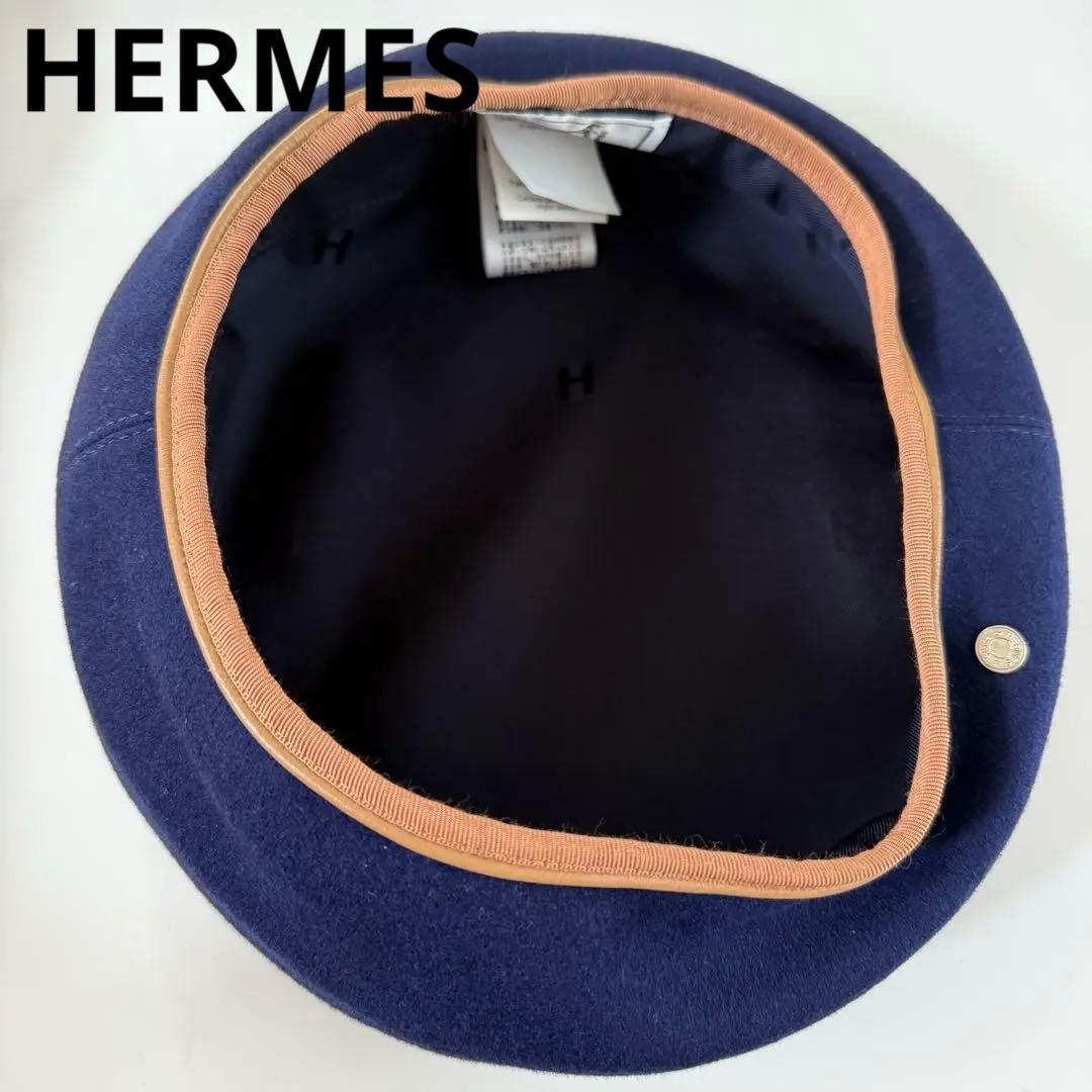 【未使用】正規品 エルメス ベレー帽 サントノーレ 57 マリン シルク100%