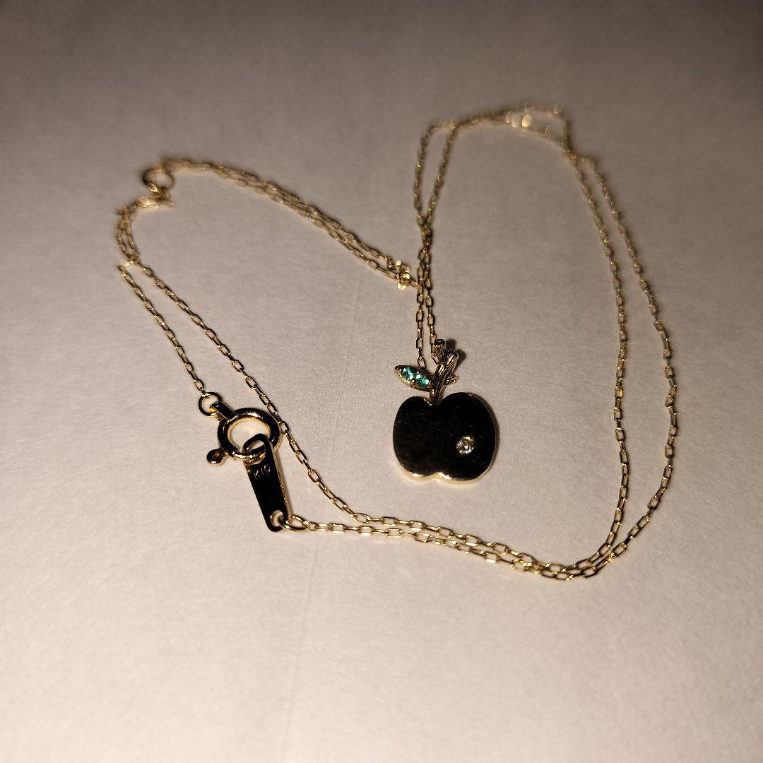 con affetto　りんご　ネックレス　k10　華奢　モチーフ