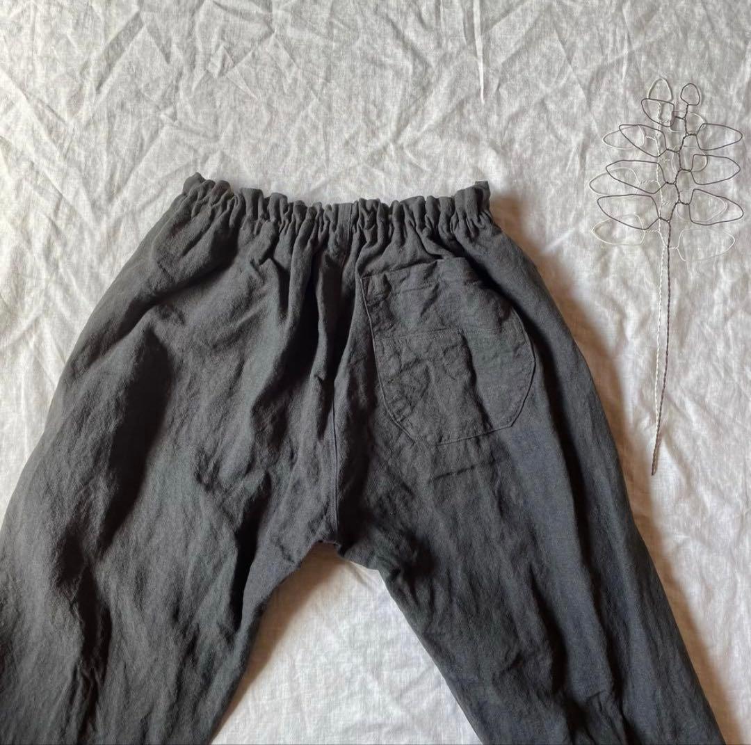 リネン楽ちんパンツ うなぎの寝床 もんぺ　Lサイズ 男女兼用　ハンドメイドih