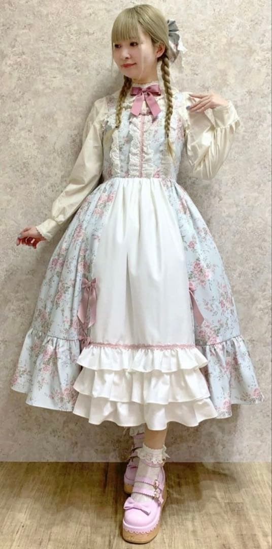 axes femme Chalmiereクラシカルローズ柄ジャンスカ（ミント）