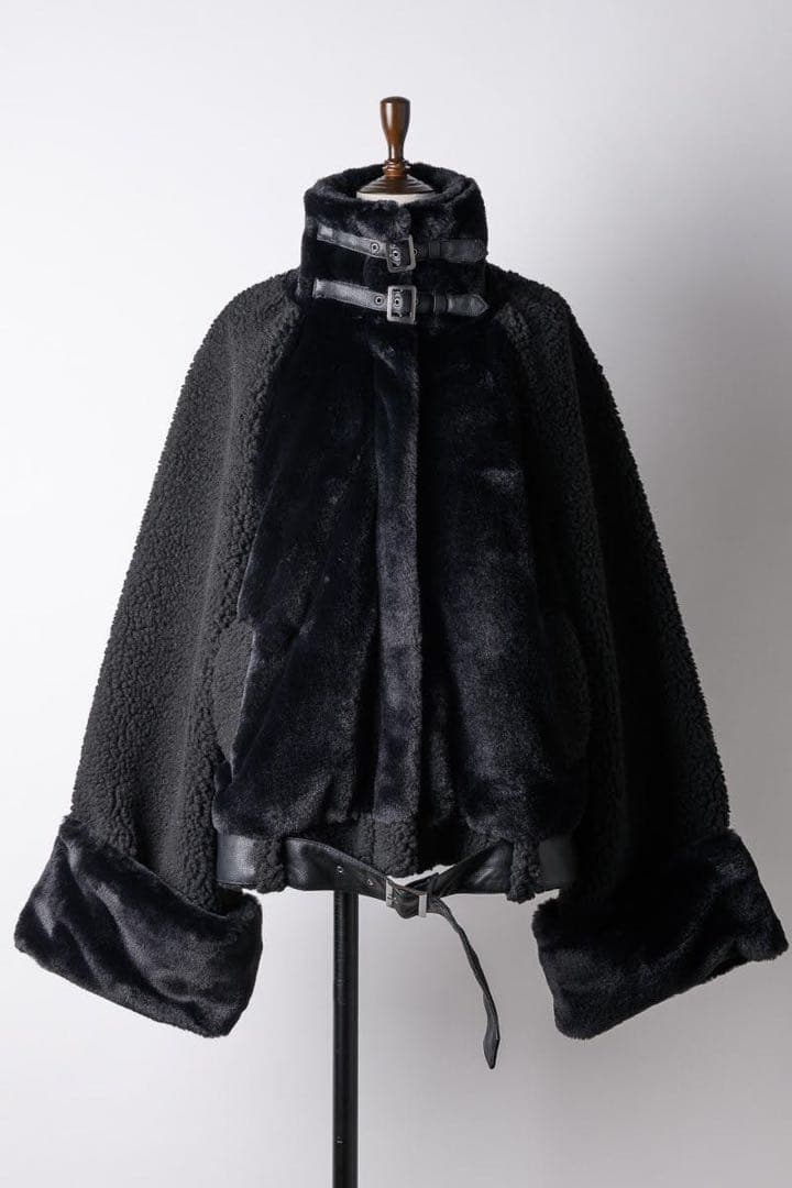 ラベルエチュード　ブルゾン　ブラック　ボア切替