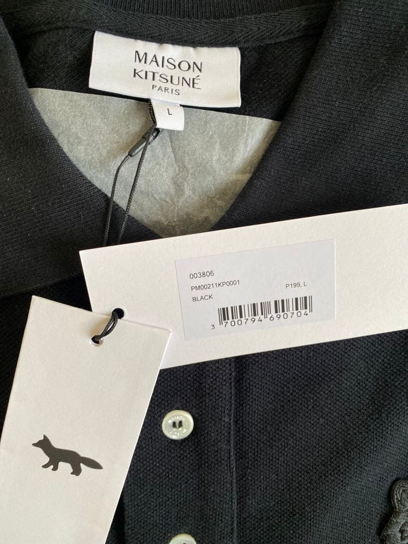 MAISON KITSUNÉ ブラック ポロシャツ L(オーバーサイズ)