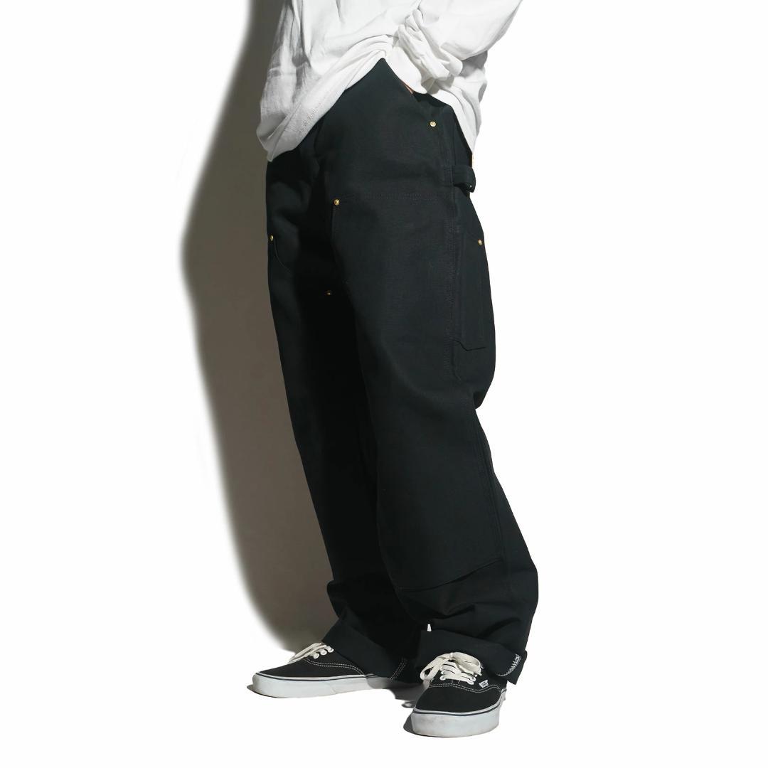 ★米国製本物レアサイズ！W32*L28CARHARTTダブルニーB01ブラック