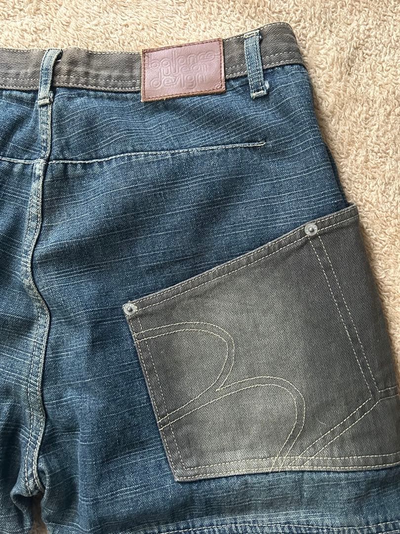 balance wear design デニム パンツ ダークブルー グレー