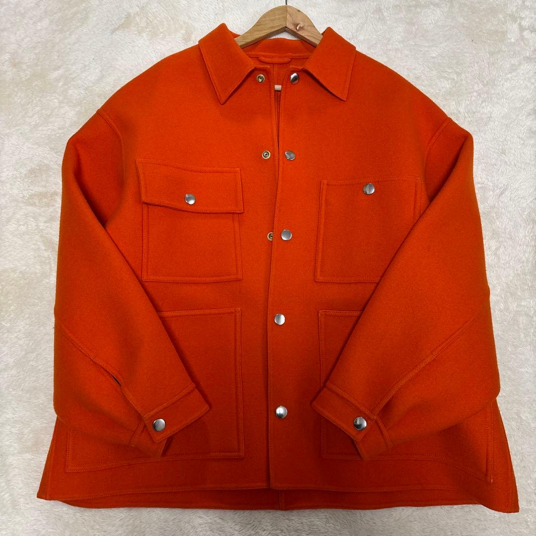 H/WOOLCASHMEREMELTONJACKETオレンジSサイズ(M相当)